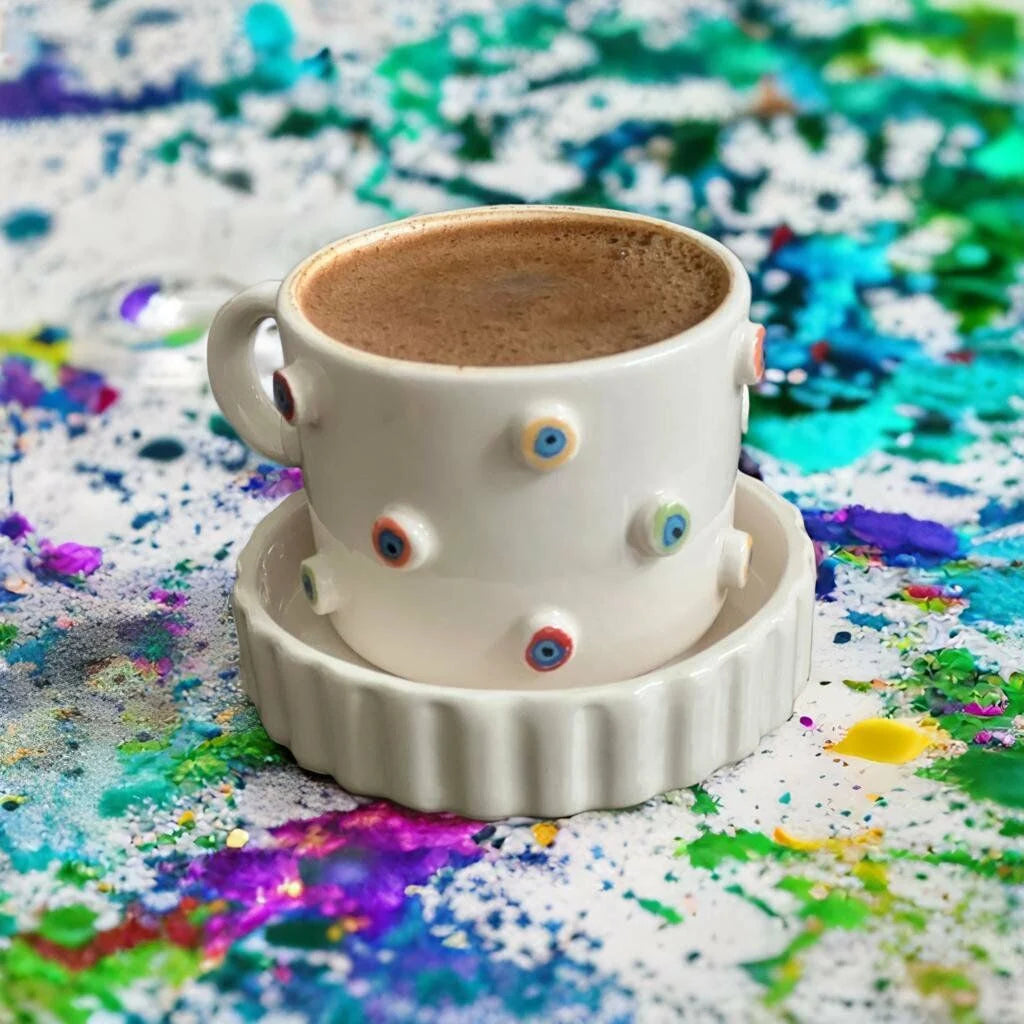 Relief Colorful Evil Eye Bead Cup