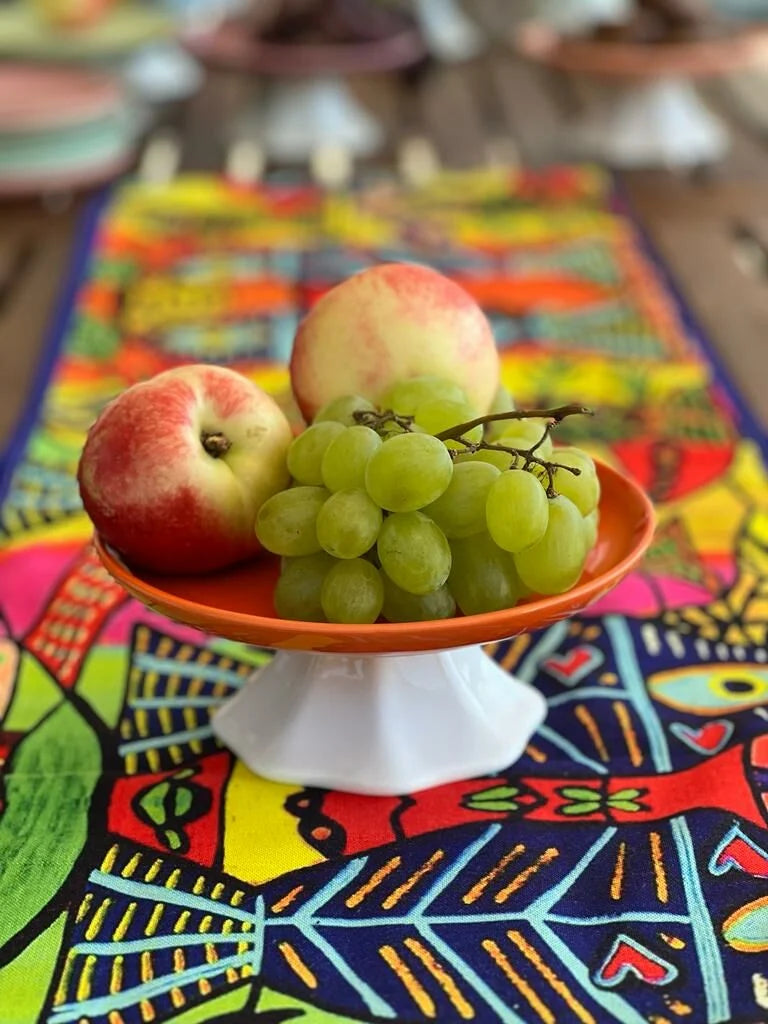 Colorful Soft Orange Foot Fruit Presentation Bowl Cake Stand İn Diameter 21Cm Height 10 Cm