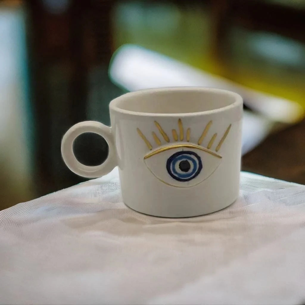 Golden Gilding Eye Nazar Cup Mug