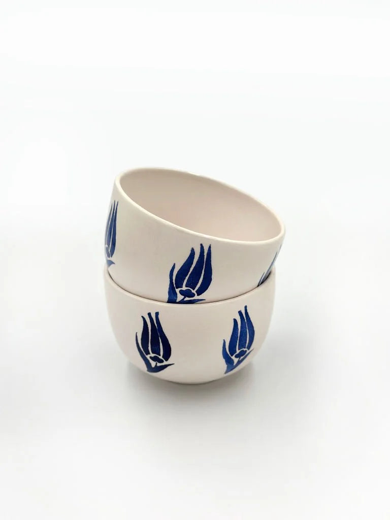 2 navy blue tulip cookie bowl