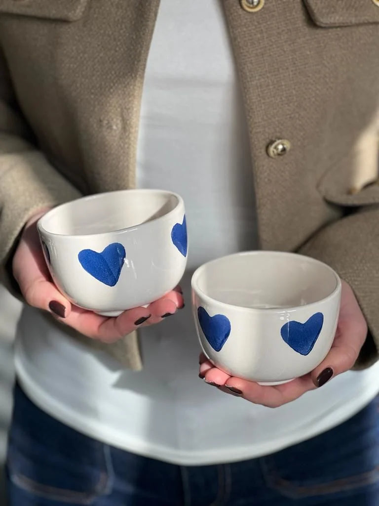 2 Navy Blue Heart Cookie Bowl