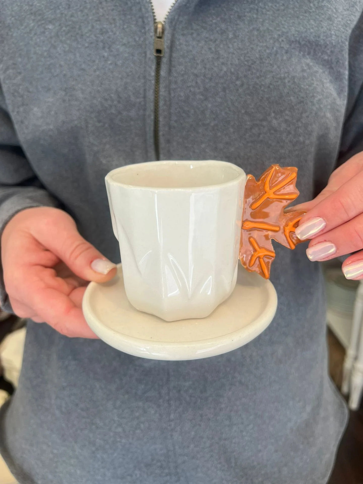 Cup With Leaf Handles